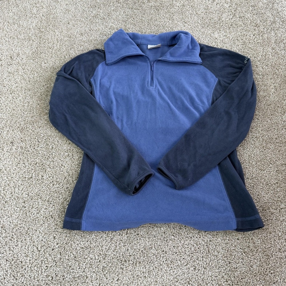 Columbia Pullover Womens Medium Blue Fleece 1/4 Zip Mock Neck Hiking Top